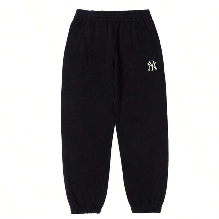 MLB Basic Medium Logo Jogger Pant für Damen und Herren – Freizeithose, Kordelzughose, bequeme Outdoor-Reisehose, 3APTB0244-50BKS