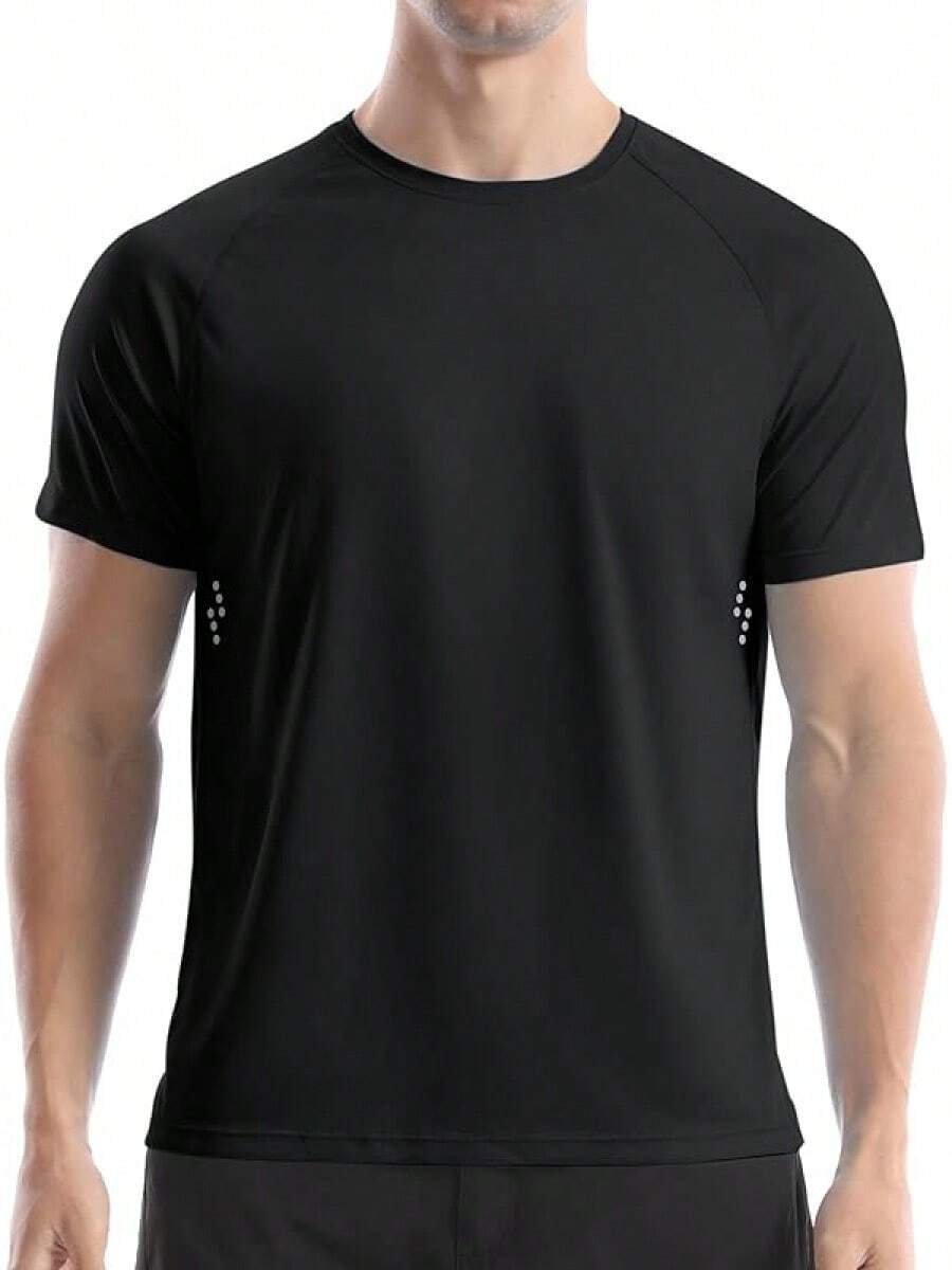 Men's UPF 50+ Swim Shirts, Short Sleeve Rash Guard, Quick Dry-Shirt Fishing And Surfing - 黑色 - 查看 1
