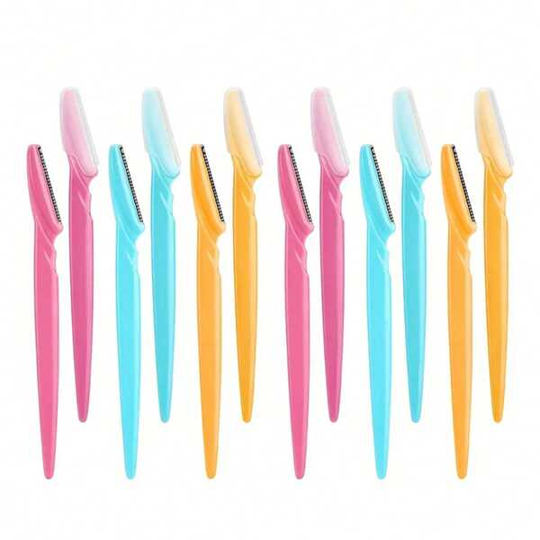 12-Pack Stainless Steel Eyebrow Razors - Fragrance-Free Multi-Purpose Body Hair Removal Tools With Sharp Blades For Easy Trimming, Accessories Not Included