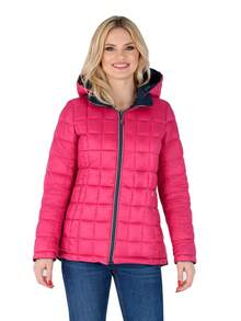 Women's Puffer Jacket Quilted Lightweight Padding Hood Packable Bubble Coat - 深藍色 - 查看 4