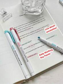 15pcs Double-Headed Fluorescent Highlighter Pens, 17*14cm, Dual Tip Pastel Highlighters, Fluorescent Marker Pens For Coloring, Underlining, Highlighting, Thick & Thin Tips, Back To School Essential