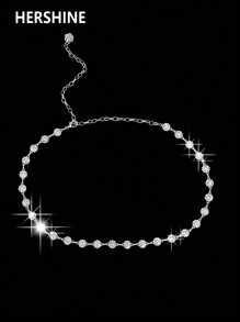 Hershine 1条镶钻花朵设计腰链，银色，奢华简约性感身体链，适合搭配连衣裙、正式场合、派对、日常穿着，是送给女性、母亲、女友、生日、情人节、母亲节的礼物（有加大码可选），也适合暑假、秋季、万圣节等场合。 - 銀色 - 查看 6