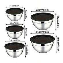 19-Piece Stainless Steel Kitchen Utensil Set – Multifunctional Mixing Bowls With Lids, Salad Bowl, Egg Mixing Bowl, Salad Mixing Bowl, And Storage Bowl! Ideal For Storing Fruits And Vegetables – Perfect For Home Kitchens! - 黑色 - 查看 2