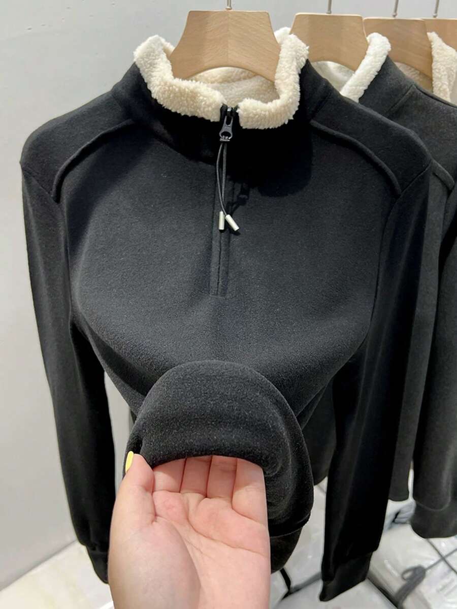 Vera Lane Winter Fall Korean Style Y2k Old Money Christmas Halloween Rave Outfits Concert Outfits For Women Going Out Tops Women Half Open Zipper Hoodie