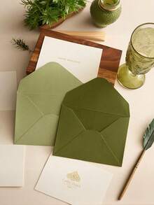 20/10/5个装高品质牛油果浪漫信封，牛油果绿、橄榄绿，万圣节装饰、西式商务邀请函、婚礼邀请函、派对装饰卡片、信封和卡片套装，适用于婚礼卡片、情人节信件、感恩节祝福、朋友礼物、圣诞节、生日礼物、VIP邀请函 - 彩色 - 查看 5