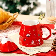 1pc 350ml/11.84oz Ceramic Christmas Tree Mug With Lid And Spoon, Creative 3D Cartoon Christmas Theme Coffee Cup, Milk Cup, Available In 3 Colors, Suitable For Christmas Holiday, Office Gathering, Cute Christmas Gift - Multicolor - View 7