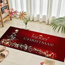 Paillasson thème noir et or de Noël avec design d'arbre de Noël et couronne de renne - résistant à la saleté, léger, convient pour la salle de bain, le salon, la chambre, la cuisine, le bureau - décoration de Noël