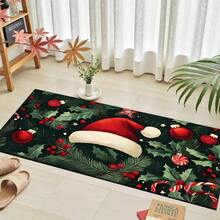 Paillasson thème noir et or de Noël avec design d'arbre de Noël et couronne de renne - résistant à la saleté, léger, convient pour la salle de bain, le salon, la chambre, la cuisine, le bureau - décoration de Noël