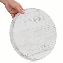 1 Stück Holz Sommer-Themen dekorativer Tablett, geeignet für Urlaub, Geburtstagsparty, Küche, Bad, Schlafzimmer, Wohnzimmer, Arbeitszimmer, Landhausstil Kerzenhalter, abgenutzt Couchtisch Tablett, rustikale runde Holzplatte