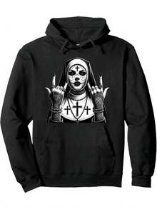 Gothic Aesthetics Not Holy Glench Emo Punk Nun Pullover - Black - View 1