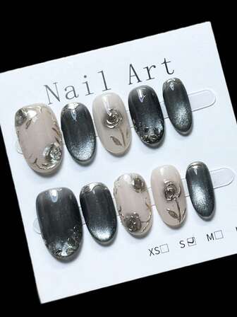 10 Pieces Handmade Press On Nails,Fake Nails,Beauty Nail Art,Cute Nail,Press On Nails Short,Fresh And Lovely Patriotic Oil Painting Style,Suitable For Women And Girls For Daily Or Holiday Wear, High-End Quality