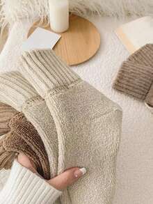 5 Paar Damen Dicke Socken, Super Dicke Schneesocken für Herbst/Winter, einfarbig, modisch & vielseitig - Verschiedenfarbig - Übersicht 4