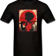 Men's Samurai Sunset Graphic T-Shirt - Mugen Champloo Inspired Black Cotton Tee, Casual Fit, Comfortable & Stylish For Spring/Fall, Machine Washable, Anime Clothes Suitable For Campus Wear, Party Gathering, Daily Wear, A Good Choice Loose Round Neck Short Sleeve T-Shirt - màu đen - Xem 1