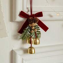 3pcs/Set 16cm*11cm Christmas Decorations, Featuring Small Bells, Velvet Bows, And Pine Cones, Suitable For Scene Decoration, Christmas Tree Decoration, Compact And Exquisite, Ideal For Christmas, Holidays, Home, Bedroom, Autumn And Winter, Also A Great Choice For Christmas Home Decor And Christmas Gifts. - Multicolor - View 3