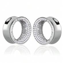 2pcs New Saddle Fit Sparkling Luxurious Round Ear Gauges Tunnels Expander Stretcher Piercing Body Jewelry Women Man Fashion Gift - Round - View 13