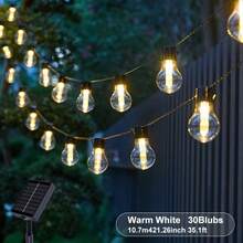 أضواء سلسلة جنية تعمل بالطاقة الشمسية عالية السطوع جديدة، 10/20/30 مصباح LED شمسي بتصميم إديسون قديم، بطارية ليثيوم جديدة A50، 8 أوضاع - أضواء جنية IP65 للحديقة والتخييم والحفلات والفناء والجدران والاستقلال والزفاف وعيد الهالوين وعيد الميلاد