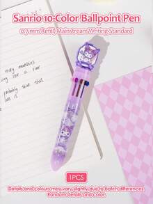 Sanrio Penna a sfera retrattile di alta qualità Sanrio da 0,7 mm, penna a sfera retrattile a tema Melody, Kuromi, Pompompurin, penna decorativa per scrivere, disegnare, forniture per ufficio e scuola per ragazze