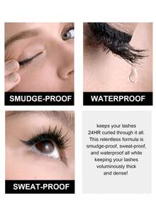 HANDAIYAN 防水丰盈卷翘睫毛膏，24小时防晕染，打造自然妆效，纤长卷翘睫毛不结块，日常妆容、万圣节、圣诞节、秋冬宿舍必备，也适合化妆派对、校园舞会和角色扮演。