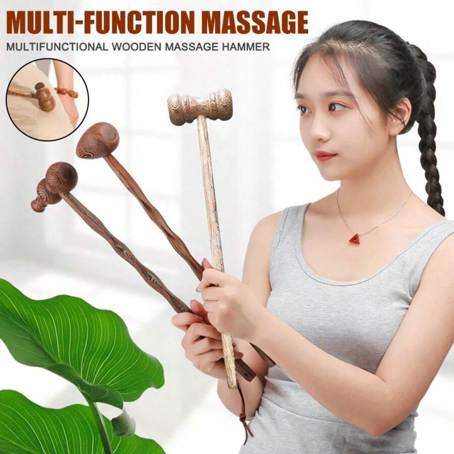 Martelo de Madeira Massageador de Batida para Costas, Martelo para Massagem, Bater e Relaxar para a Saúde Corporal