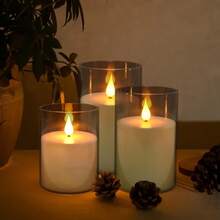 Recargable Velas Led Sin Llama, plastico Realista Velas de Pilar Sin Llama con Control Remoto, 3pcs Velas Electricas para San Valentín, Navidad, Halloween, Cumpleaños, Hogar Festivales Decoración - 1 - Ver 6