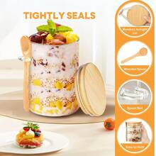 1pc Clear Plastic Tea Canister With Bamboo Spoon & Airtight Lid, Tea Caddy Coffee Tank, Moisture-Proof Sealed Container For Kitchen Storage And Organization, Food Storage Jar For Sugar, Spice, Flour, Sugar, Nuts, Cereal, Bath Salts & More, Kitchen Gadgets - Multicolor - View 6