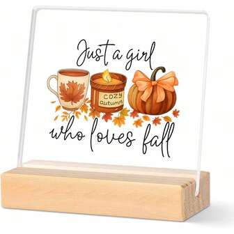 Sólo una chica que ama el otoño - Decoración de escritorio linda, decoración de oficina bohemia, decoración de otoño, arte de pared, estanterías de madera y decoración de habitación estética