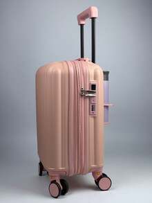 Mala De Bordo Viagem Padrão Anac 10kg Abs Resistente | Rodinhas Dupla 360° Cadeado Embutido Entrada Usb Zíper Expansivel - Rosa Bebê - Visão 4