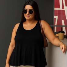 Kit 2 Plus Size Tank Tops G1 TO G3 Loose Wide - 勃根地紅+黑色 - 查看 2