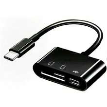 三合一黑色 OTG 读卡器，Type-C 传输外部 USB 闪存盘、TF 卡、相机 SD 卡，适用于智能手机和电脑 - 黑色 - 查看 6