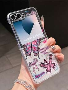 1pc Fashionable Minimalist Matte PC Material Cute Bow Element Foldable Phone Case, Protective And Anti-Drop: Compatible With Samsung Galaxy Zflip 3/Zflip 4/Zflip 5/Zflip 6/Zflip 7, OPPO Find N3 Flip, Razr 50 Ultra, Razr 60 Ultra, Razr 60, Razr 50, MIX Flip, Galaxy Z Flip7 FE