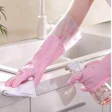 Kitchen Dishwashing Gloves, Water-Resistant , Made Of Thick Fleece Rubber Material, Providing Warmth And Hand Protection. Suitable For Various Occasions Such As Household Cleaning, Kitchen Cleaning, Party Cleaning, Etc. - Multicolor - View 2