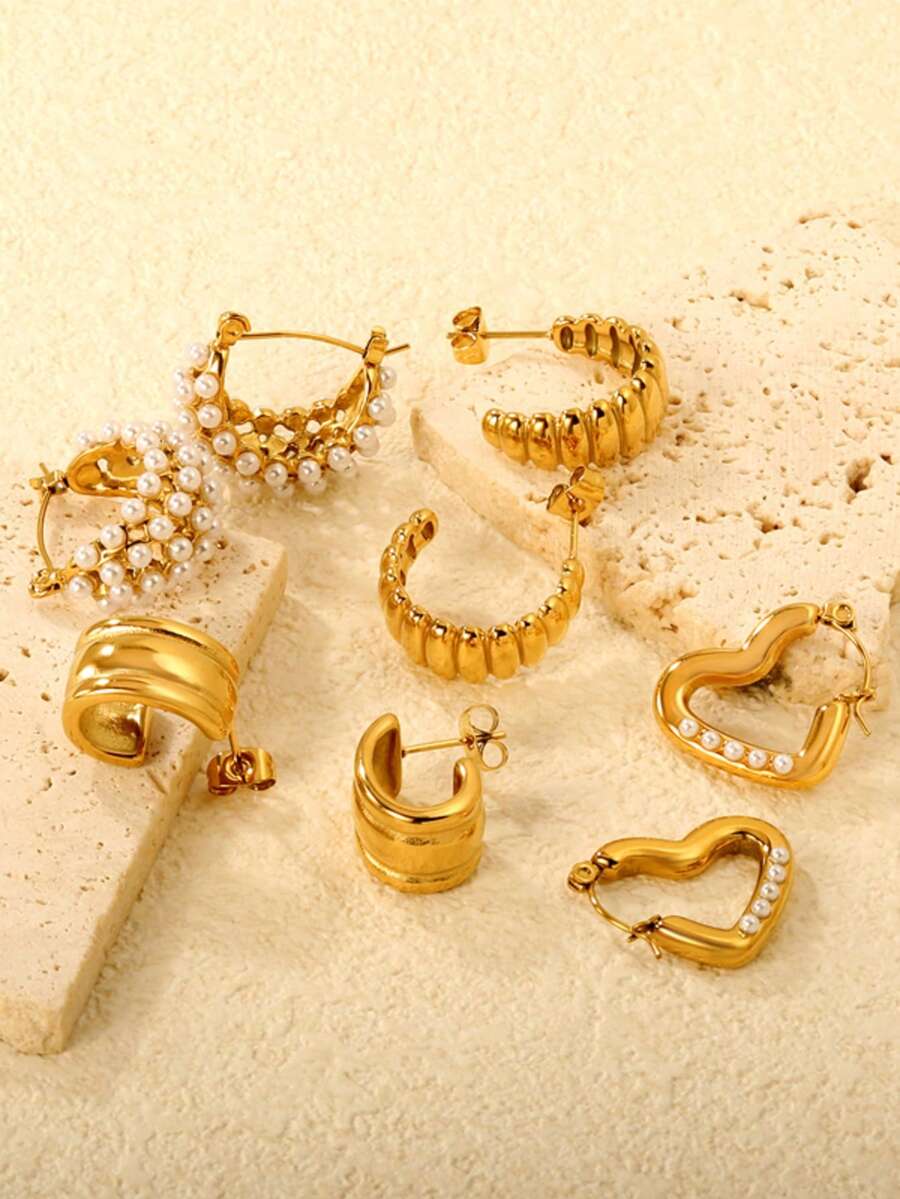 Fashionable And Exquisite Gold Color Earrings , High Quality Anti Allergy Stainless Steel Ear Gifts For Women Mom Girlfriend Birthday Party Jewelry