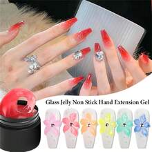 Mtssii 4PCS/Set 8ml Glass Jelly Non Stick Hand Extension Gel Nail Polish For 3D Carved Flower Nail Art Acrylic Gel Varnish Solid Builder Gel,Nail Art Building UV Gel Milky Jelly Hard Gel For Nail Painting Carving Tools - 彩色 - 查看 7