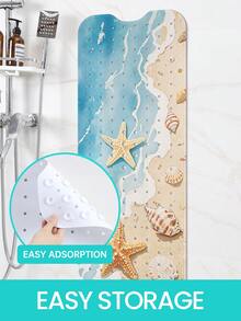 DAJIANG 1 pieza Alfombra de ducha para baño, Alfombra antideslizante para bañera con elementos oceánicos, Alfombra de bañera con agujeros de drenaje y ventosas, Alfombra de baño suave con masaje, Alfombra de ducha para el hogar, Accesorios y decoración para el baño