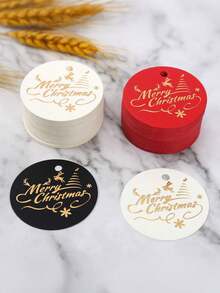 50 Stücke Weihnachtsgeschenkanhänger, fröhliche Weihnachten goldfolierte farbige Weihnachtsgeschenkanhänger, runde Weihnachtsgeschenkanhänger, Souveniranhänger, Feiertags-Geschenkkarten, perfekt für DIY Weihnachtsgeschenkverpackung und -beschriftung, Weihnachtsdekoration, Heimdekoration