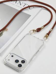 节日礼物户外斜挎手机壳带挂绳 - 棕色 - 查看 2