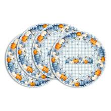 4 piezas/Set, 6 piezas/Set, 8 piezas/Set Manteles individuales a cuadros, 14 pulgadas de diámetro, azul, naranja, azul, verde, estilo rústico, manteles de mesa para Acción de Gracias, adecuados para fiestas, cocina, decoración del comedor - Multicolor - Ver 34