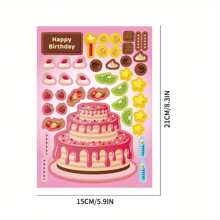 8/16pcs Sweet Dessert Cake Puzzle Stickers, Fruit Cake DIY Dress Up Sticker Decals, Holiday Party Gift Bag Filler Stickers, Birthday Gift Craft Sticker - Multicolor - View 3