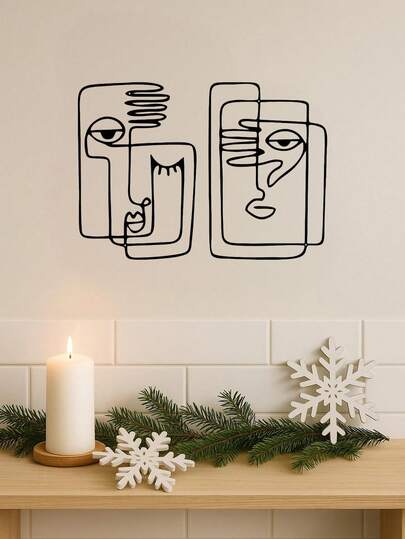 2 قطعة ديكور جداري معدني بتصميم تجريدي - فن معدني جداري تصميمي بسيط، ديكور فني خطي حديث، ديكور جداري ثقيل الوزن مناسب لغرفة المعيشة والنوم والحمام، مناسب لديكور المنزل الحديث، ديكور المنزل، ديكور الغرفة، ديكور غرفة النوم، ديكور الحمام، مقاوم للماء والصدأ وقوي