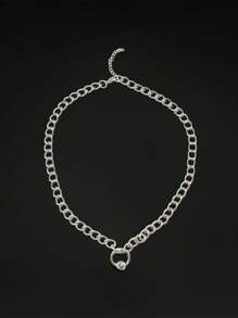 Beaded Openable Circle Choker Necklace, Stainless Steel Sexy Minimalist Clavicle Chain Necklace - Silver - View 3