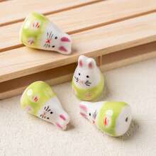 5pcs Cute 15*23mm 3D Rabbit Handpainted Ceramic Beads, Suitable For DIY Bracelet, Necklace, Earrings, Phone Charm, Keychain, Jewelry Making, Loose Beads With Hole - Rabbit - View 14