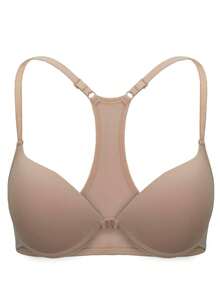 Kit 2 Racerback Bras With Front Closure And Padded Cups - White and Beige - View 6