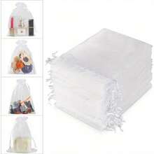 Custom White Organza Gift Bags, Food Bags, Gift Packaging, Holiday Presents, Minimalist & Elegant Design - Multicolor - View 7