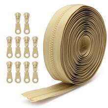 Conjunto de Zíperes: 177.16 Polegadas de Zíper com 10 Cursores de Zíper, Corrente de Zíper de Resina Colorida 5#, 10 Opções de Cores, Comprimento Personalizável, Adequado para Bolsas, Artesanato