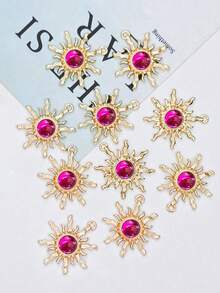 10pcs Baroque Style Transparent Jelly Color Gemstone Sunflower Jewelry Accessories DIY Earrings Bracelet Necklace Alloy Pendant