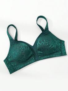 Wingslove Plus Jacquard Wireless Minimizer Bralet - Dark Green - View 7