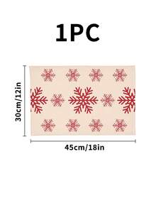 1/2/3/4/5 piezas Juego de camino de mesa y manteles individuales de lino, resistente al calor, resistente a las manchas, resistente a las arrugas, lavable a máquina, con diseño de copos de nieve, decoración navideña, adecuado para el hogar, restaurante, decoración de mesa de comedor, artículos para el hogar - Multicolor - Ver 16