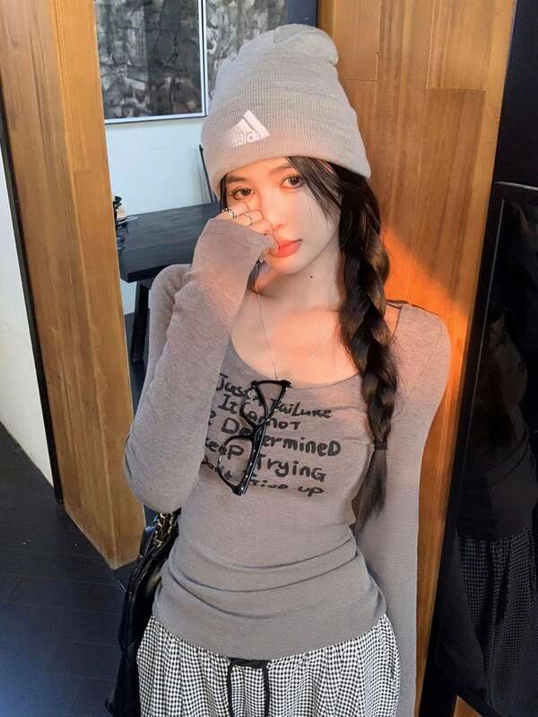 Women Casual Slim Fit Long Sleeve T-Shirt, Cozy & Chic, Autumn/Winter