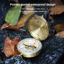 Copper Survival Compass With Glow-In-The-Dark Features - Water-Resistant, Enhanced Visibility For Camping & Hiking - Essential Nighttime Adventure Tool - Gold - View 3