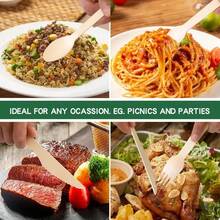 木制甜点勺，6.2英寸一次性木勺，奶油蛋糕勺，适合派对、婚礼、露营、感恩节、圣诞节、木制餐具、派对餐具、天然木材设计、木勺